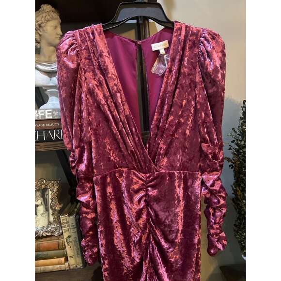 Ronny Kobo Velvet Alicia Dress Wine Purple Red Womens Size Medium - Picture 7 of 12